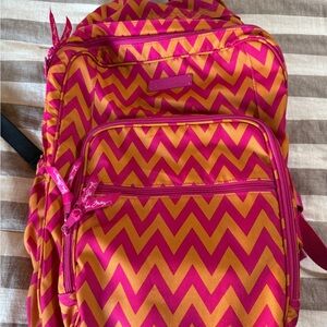 Vera Bradley Campus Backpack | Pink & Orange Chevron | Like New
